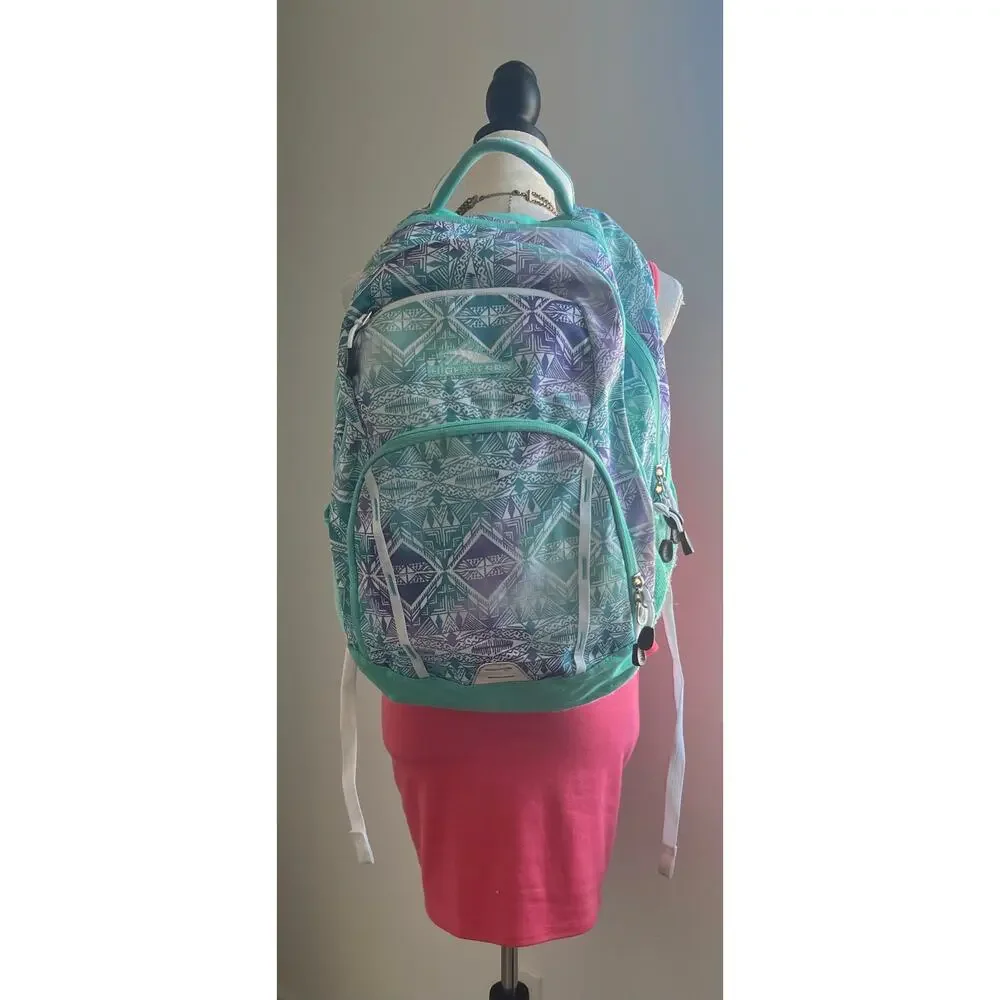 High Sierra Backpack in Aqua Blue Green Purple Hiking School Travel Laptop Gym